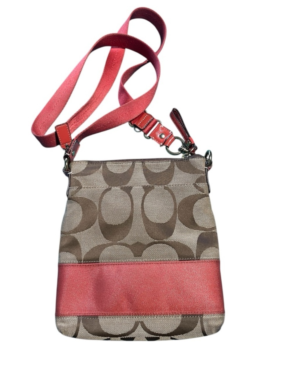 COACH Crossbody Bag in Brown and Coral - Picture 2 of 4